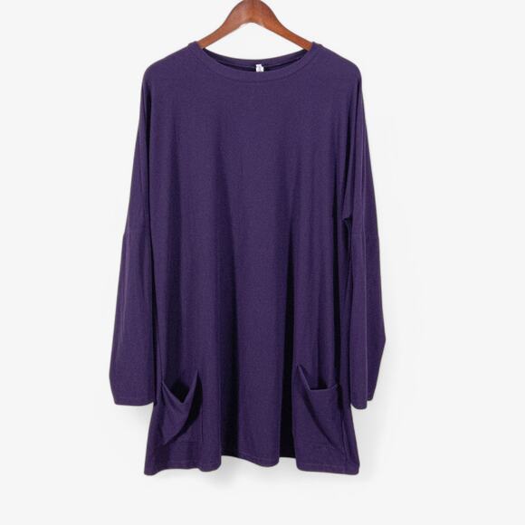 Misslook Women's Knit Cardigan Purple Long Sleeve Pockets Minimalist Size 2XL - Picture 1 of 10